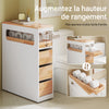 SoBuy BZR54-IV-WN Colonne Salle de Bain avec Roulettes, 3 Tiroirs et Compartiment Arrière Réglable – L65×P23×H82 cm, Charge 40 kg, Blanc et Naturel