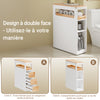SoBuy BZR54-IV-WN Colonne Salle de Bain avec Roulettes, 3 Tiroirs et Compartiment Arrière Réglable – L65×P23×H82 cm, Charge 40 kg, Blanc et Naturel