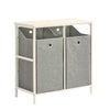 SoBuy BZR57-W Panier à Linge sur Pied, Corbeille à Linge Sale pour Laverie Salle de Bain, avec Étagère, 2 Compartiments et 2 