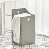 SoBuy BZR57-W Panier à Linge sur Pied, Corbeille à Linge Sale pour Laverie Salle de Bain, avec Étagère, 2 Compartiments et 2 Sacs à Linge