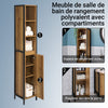SoBuy BZR62-PF Colonne Salle de Bain avec 3 Compartiments Ouverts et 1 Porte, Gain de Place, Style Industriel, pour Salle de Bain et WC – L30×P28×H168 cm