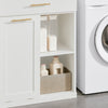 SoBuy BZR66-W Meuble Salle de Bain avec Panier à Linge Amovible, 1 Tiroir et 2 Étagères – Rangement Compact Blanc – 66×37×95 cm