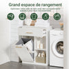 SoBuy BZR66-W Meuble Salle de Bain avec Panier à Linge Amovible, 1 Tiroir et 2 Étagères – Rangement Compact Blanc – 66×37×95 cm