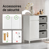 SoBuy BZR77-W Meuble de Salle de Bain avec Paniers à Linge, Armoire à Linge avec 3 Paniers et Tiroir, Armoire de Salle de Bain en Bois, Corbeille à Linge, Blanc, 80x91x38cm