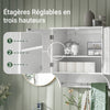SoBuy BZR84-W Armoire Murale de Salle de Bain – 60×30×60 cm, Étagères Réglables et Barre à Serviettes, Blanc
