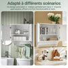 SoBuy BZR84-W Armoire Murale de Salle de Bain – 60×30×60 cm, Étagères Réglables et Barre à Serviettes, Blanc