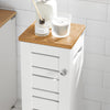 SoBuy BZR85-W Armoire Salle de Bain Rangement Fonctionnel et Compact, Gain de Place, Résistant à l’Humidité, Pratique – L20×P18×H75 cm, Bois, Blanc et Naturel