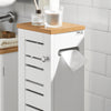 SoBuy BZR85-W Armoire Salle de Bain Rangement Fonctionnel et Compact, Gain de Place, Résistant à l’Humidité, Pratique – L20×P18×H75 cm, Bois, Blanc et Naturel