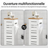 SoBuy BZR85-W Armoire Salle de Bain Rangement Fonctionnel et Compact, Gain de Place, Résistant à l’Humidité, Pratique – L20×P18×H75 cm, Bois, Blanc et Naturel