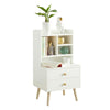 SoBuy FBT100-W Table de Chevet Moderne avec 2 Tiroirs et 5 Niches – 43×36×81 cm, Pieds en Pin, Blanc