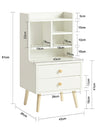 SoBuy FBT100-W Table de Chevet Moderne avec 2 Tiroirs et 5 Niches – 43×36×81 cm, Pieds en Pin, Blanc