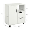 SoBuy FBT105-W Caisson d’Imprimante Mobile avec Roulettes, 2 Tiroirs et 1 Compartiment Ouvert, Rangement Optimisé, Design Fonctionnel – L60×P35×H70 cm, Blanc