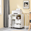 SoBuy FBT105-W Caisson d’Imprimante Mobile avec Roulettes, 2 Tiroirs et 1 Compartiment Ouvert, Rangement Optimisé, Design Fonctionnel – L60×P35×H70 cm, Blanc