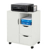 SoBuy FBT105-W Meuble Imprimante sur roulettes Caisson de Bureau Mobile avec 2 Tiroirs, 1 Compartiment Ouvert et 1 Meuble Bur
