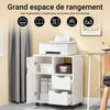 SoBuy FBT105-W Caisson d’Imprimante Mobile avec Roulettes, 2 Tiroirs et 1 Compartiment Ouvert, Rangement Optimisé, Design Fonctionnel – L60×P35×H70 cm, Blanc