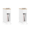 SoBuy FBT111-E-WNx2 Lot de 2 Tables de Chevet Slim 20 cm avec Station de Charge Intégrée, Prise + USB + Type-C, Tiroir et Éta
