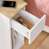 SoBuy FBT111-E-WNx2 Lot de 2 Tables de Chevet Slim 20 cm avec Station de Charge Intégrée, Prise + USB + Type-C, Tiroir et Étagère – Blanc