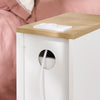 SoBuy FBT111-E-WNx2 Lot de 2 Tables de Chevet Slim 20 cm avec Station de Charge Intégrée, Prise + USB + Type-C, Tiroir et Étagère – Blanc