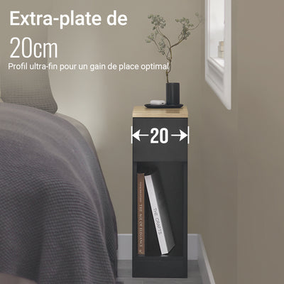 SoBuy FBT111-SCHx2 Lot de 2 Tables de Chevet Fines avec Tiroir et Étagère – L20 × P35 × H60 cm, Noir