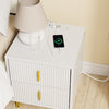 SoBuy FBT115-E-W Table de Chevet avec Prise Intégrée 4-en-1 – 2 Prises, USB, Type-C, 2 Tiroirs, Poignées Dorées, Blanc