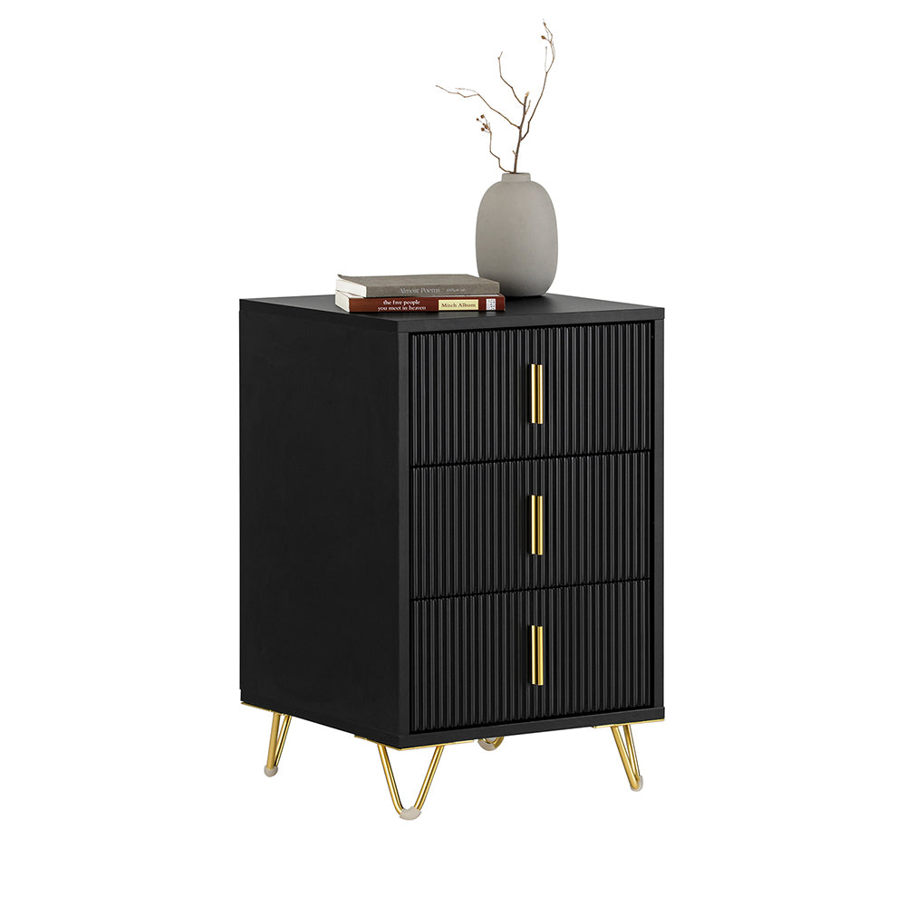 SoBuy FBT115-L-SCH Table de Chevet avec 3 Tiroirs Table de Nuit Bout de Canapé Table d'appoint
