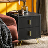 SoBuy FBT115-SCH Table de Chevet - Table de Nuit avec 2 tiroirs, Table d'appoint pour Chambre à Coucher - Meuble de Rangement Moderne, Noir, L40 x P40 x H47 cm