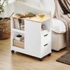 SoBuy FBT130-WN Bout de Canapé, Table d'appoint avec 2 Tiroirs, Compartiment Ouvert, Meuble de Rangement à roulettes, Chariot pour Salon, Bureau, Chambre, Blanc, L60xP30xH60cm