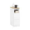 SoBuy FBT149-WN Table de chevet étroite 20 cm avec 2 tiroirs et étagère – Gain de place chambre et studio, Blanc naturel
