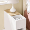 SoBuy FBT162-WN Table d'Appoint Étroite 65×25×60 cm – 1 Compartiment, 2 Tiroirs, Charnières Silencieuses, Blanc et Naturel