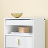 SoBuy FBT168-W Table de Chevet Chic Blanc et Doré – 3 Tiroirs et Étagère, Style Moderne