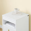 SoBuy FBT168-W Table de Chevet Chic Blanc et Doré – 3 Tiroirs et Étagère, Style Moderne
