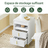 SoBuy FBT168-W Table de Chevet Chic Blanc et Doré – 3 Tiroirs et Étagère, Style Moderne