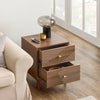 SoBuy FBT170-N Table de Chevet avec 2 Tiroirs, pour Salon et Chambre, Design Fonctionnel, Usage Quotidien, Pratique – L45×P40×H58 cm, Bois d’Hévéa, Marron