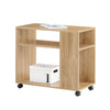 SoBuy FBT34-N Table d'appoint avec roulettes, Table roulante à 2 Niveaux avec étagères de Rangement, Bibliothèque Mobile pour