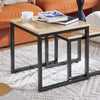 SoBuy FBT42-N Tables Basses Gigognes, Lot de 2 Tables d'Appoint Empilables, Style Industriel, Effet Bois avec Structure Métal Noir