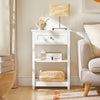 SoBuy FBT46-W Table de Chevet avec 1 Tiroir & 2 Étagères, Table d'appoint Moderne, Blanche, L45 x P30 x H68cm