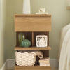 SoBuy FBT49-N Table de Chevet - Table de Nuit avec 1 tiroir et 2 étagères, Table d'appoint pour Chambre à Coucher - Meuble de Rangement Moderne L39 x P39 x H65 cm Naturel