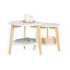 SoBuy FBT75-W Set de 2-Blanc et Bois Ronde Table d'Appoint Table Basse Ronde Guéridon
