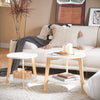 SoBuy FBT75-W Set de 2-Blanc et Bois Ronde Table d'Appoint Table Basse Ronde Guéridon