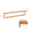 SoBuy FHK06-N Porte-Manteau Mural en Bambou avec Étagère et 6 Crochets – L90×P12,5×H16,5 cm, Charge 9 kg, Naturel