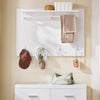 SoBuy FHK36-W Porte-Manteau Mural avec Étagère et 4 Crochets – 100×20×70 cm, Charge 21 kg, MDF E1, Blanc