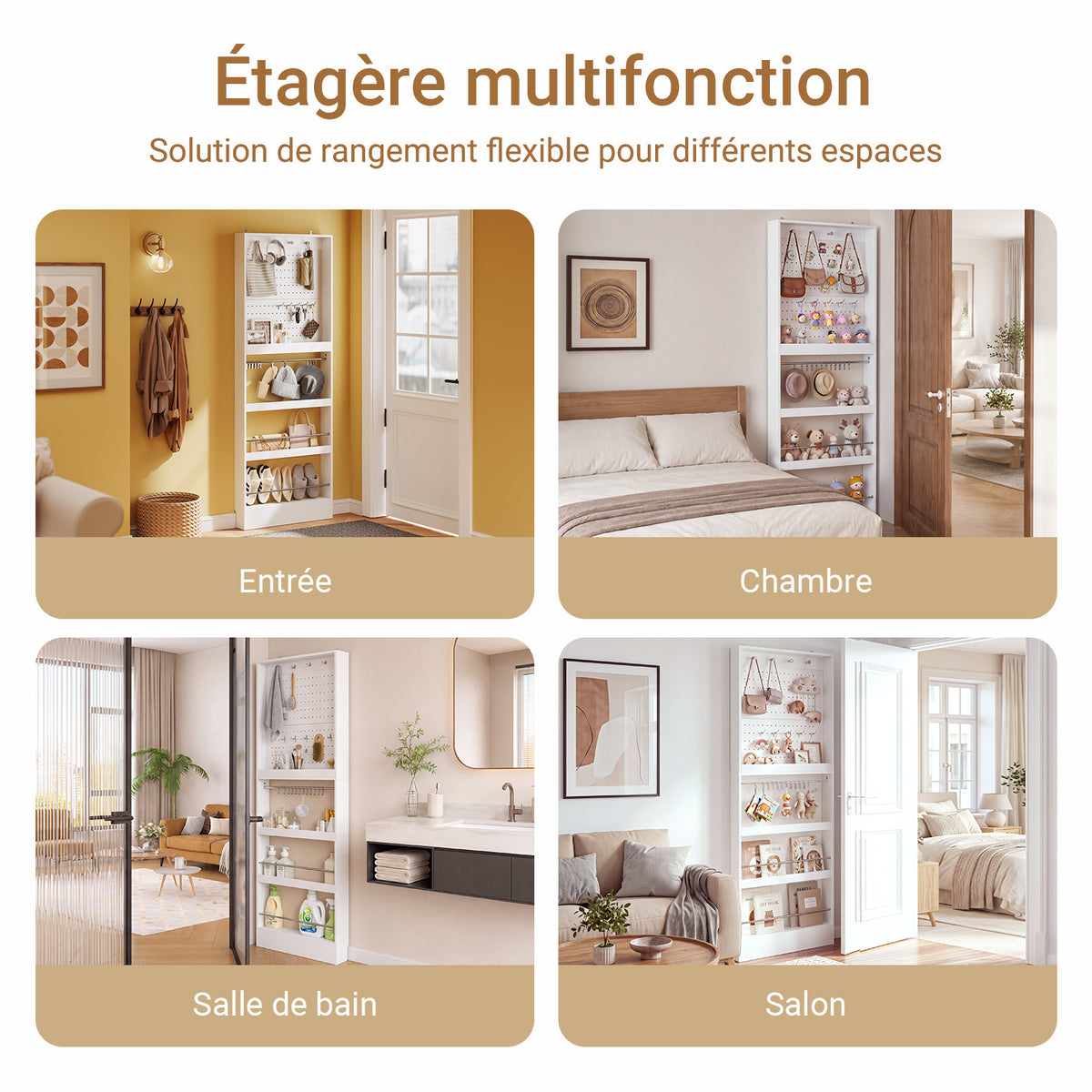 SoBuy FHK39-W Porte-Manteaux Mural Ultra-Fin avec Étagère à Chaussures – Vestiaire Design 12 cm – 70×12×190 cm, Blanc