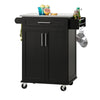 SoBuy FKW110-SCH Desserte Cuisine à Roulettes 90 cm avec Plan de Travail Inox, Tiroir et Placard – 4 Roulettes dont 2 Freinée