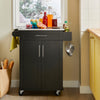 Prévente SoBuy FKW110-SCH Desserte Cuisine à Roulettes 90 cm avec Plan de Travail Inox, Tiroir et Placard – 4 Roulettes dont 2 Freinées, Noir