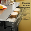 Prévente SoBuy FKW110-SCH Desserte Cuisine à Roulettes 90 cm avec Plan de Travail Inox, Tiroir et Placard – 4 Roulettes dont 2 Freinées, Noir