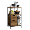 SoBuy FKW111-PF Desserte de Cuisine à roulettes avec Tiroirs Chariot de Cuisine Style Industriel en Bois Vintage et Métal Noi