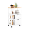 SoBuy FKW111-WN Desserte cuisine à roulettes 53 cm avec plan en bois, tiroir et étagères – Ìlot mobile gain de place blanc na