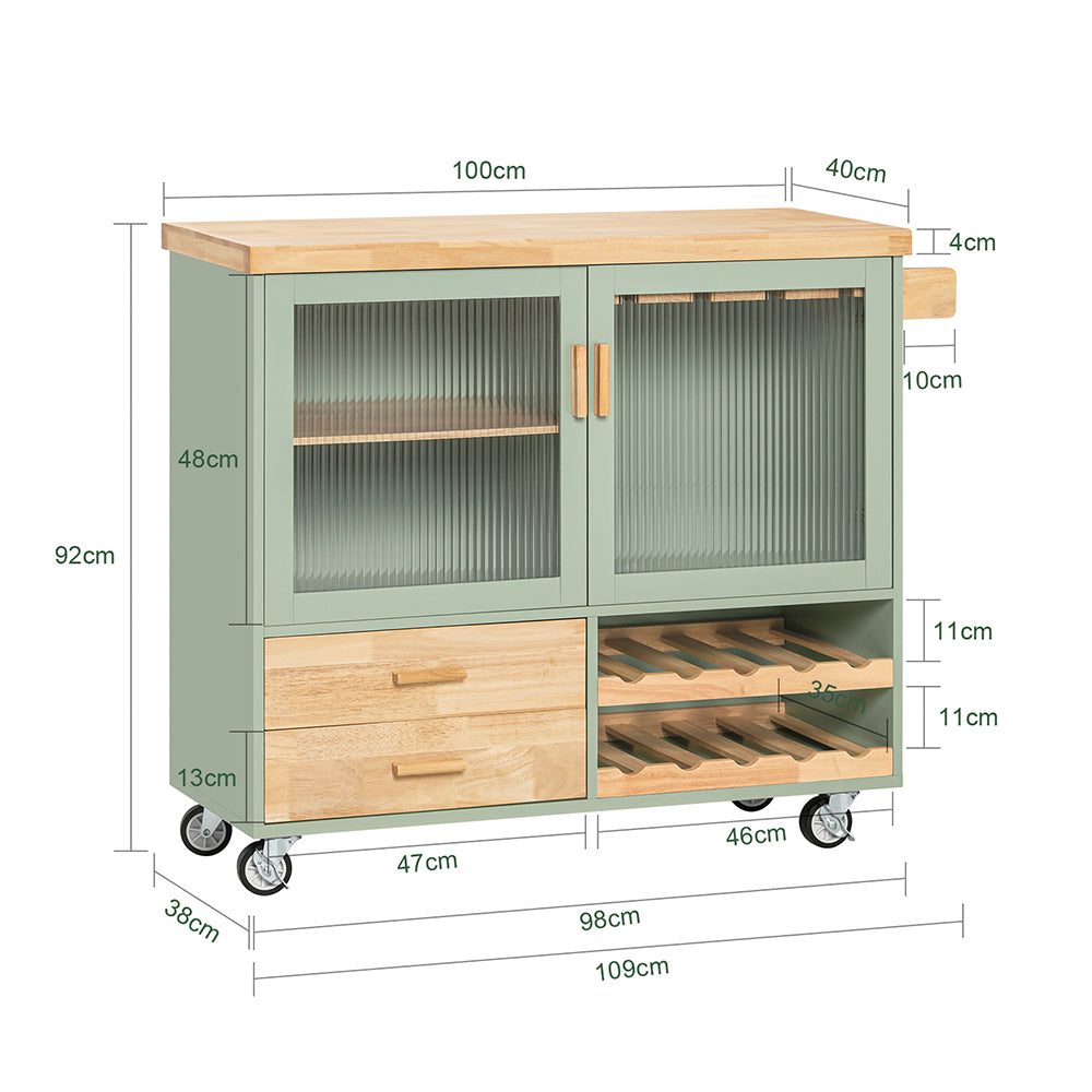 Îlot cuisine SoBuy FKW114-GR gris – vue globale du meuble en situation