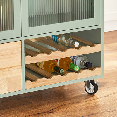Desserte cuisine SoBuy FKW114-GR – intérieur des armoires avec étagères réglables