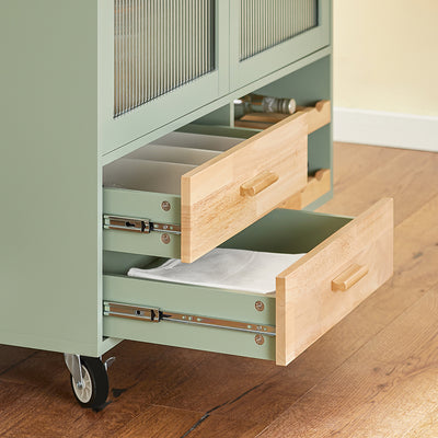 Îlot cuisine SoBuy FKW114-GR – détail des tiroirs coulissants